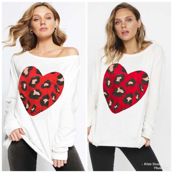 🥰LAST 1! French Terry ❤️ Leopard Sweatshirt! - Picture 5 of 5